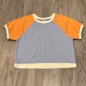 Madewell Short-Sleeve Sweatshirt in Colorblock XL Women’s Top Craft Blue